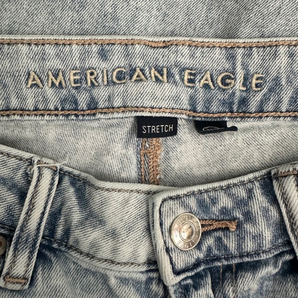 American Eagle Super High Rise Baggy Wide Leg Blue Jeans Slouchy Sz 0 Short - Picture 12 of 14